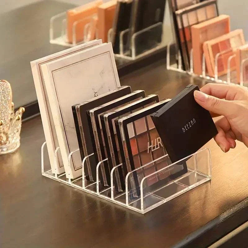 Transparent eyeshadow palette storage box and rack