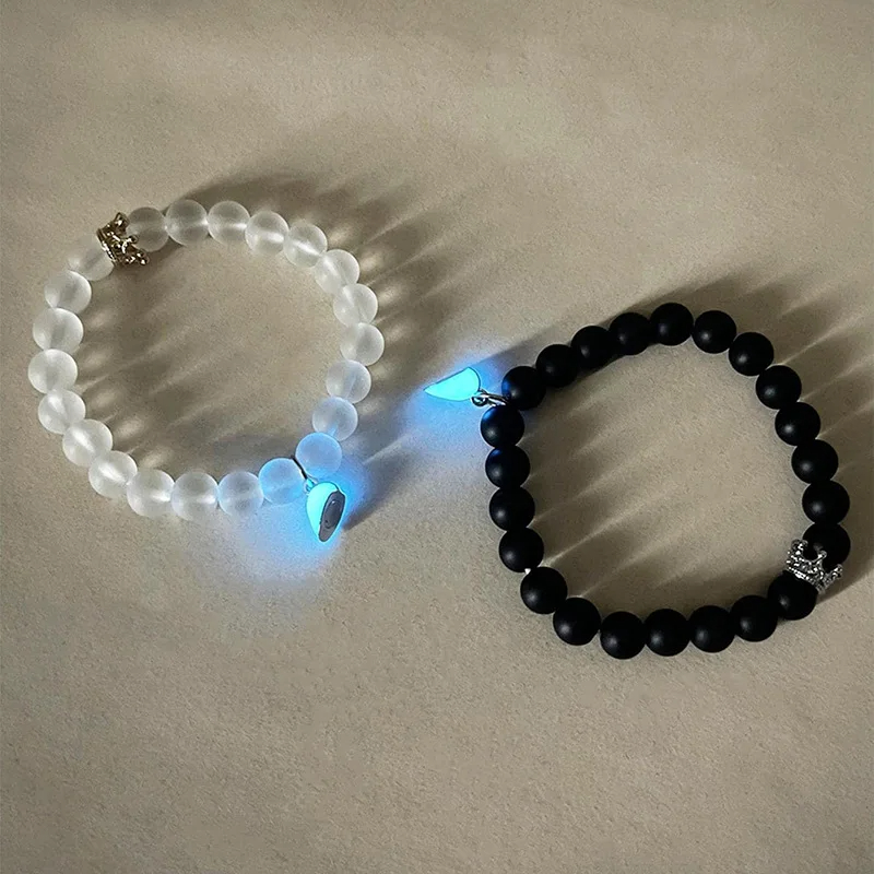 Glow-in-the-Dark Heart Bracelet Set | Crown Beads