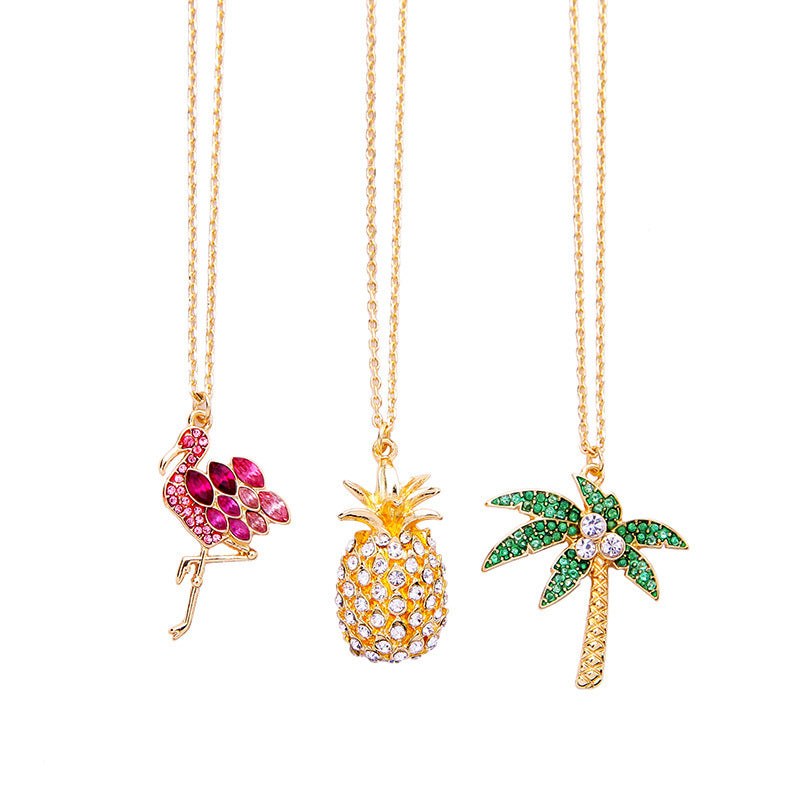 Elegant alloy crystal inlaid necklace with water wave chain and colorful crystal diamonds