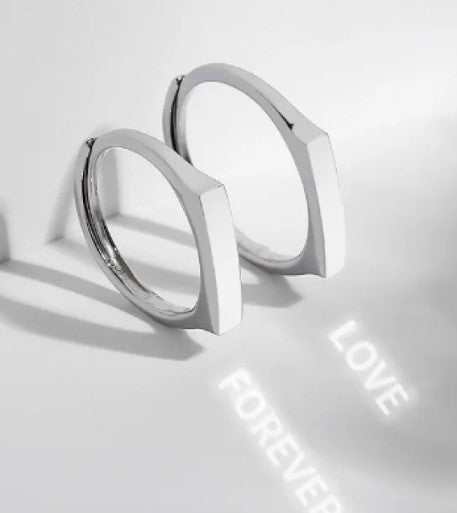 S925 Sterling Silver Engagement Ring with Love Pattern
