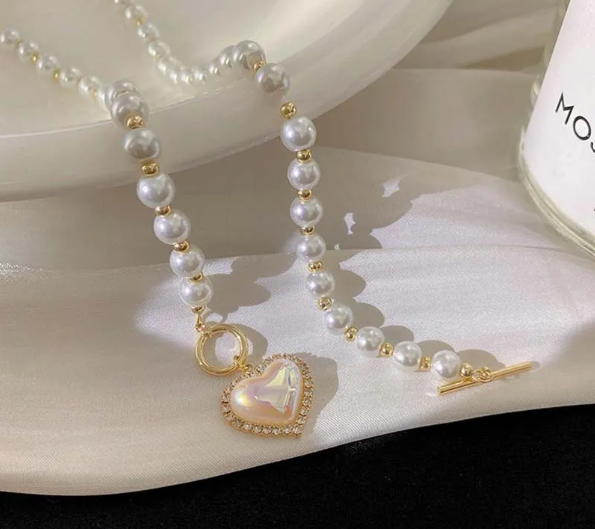Collana con Perla Dorata | Pendente Geometrico