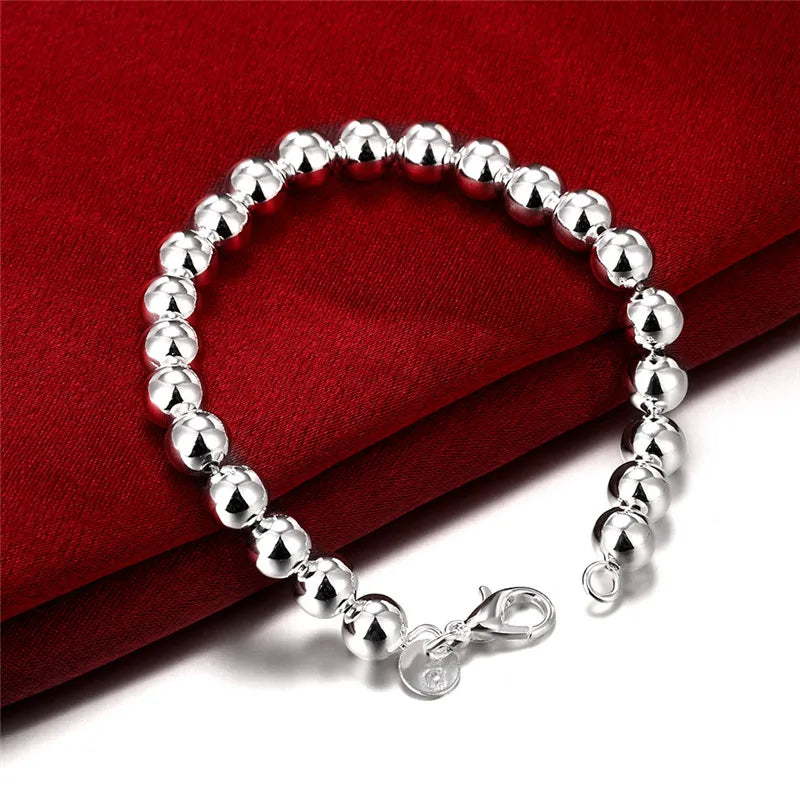 925 Sterling Silver 8mm Bead Bracelet