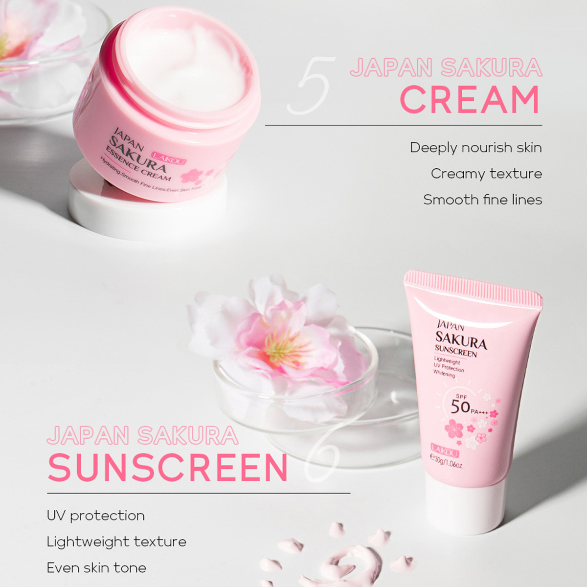 Cherry Blossom Skincare Gift Set | 6-Piece Travel Kit