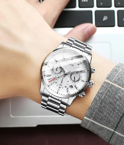 Men's stylish quartz sports watch with multiple strap options