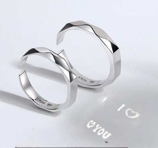 S925 Sterling Silver Engagement Ring with Love Pattern