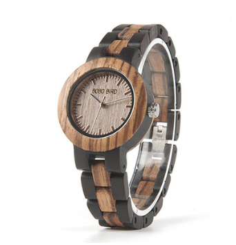 Elegant wooden couple watches with resin straps side by side
