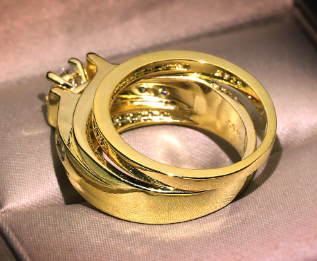 Square Geometric Statement Ring with Reflective Finish