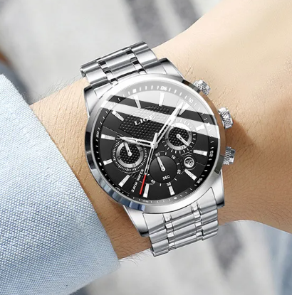Men's stylish quartz sports watch with multiple strap options