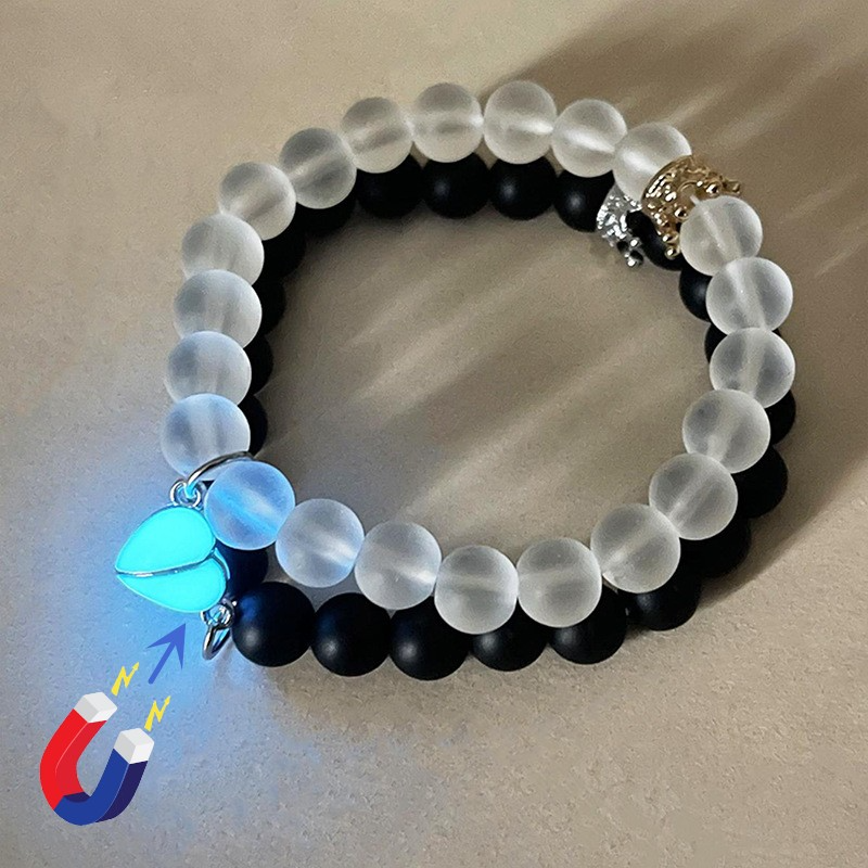 Glow-in-the-Dark Heart Bracelet Set | Crown Beads
