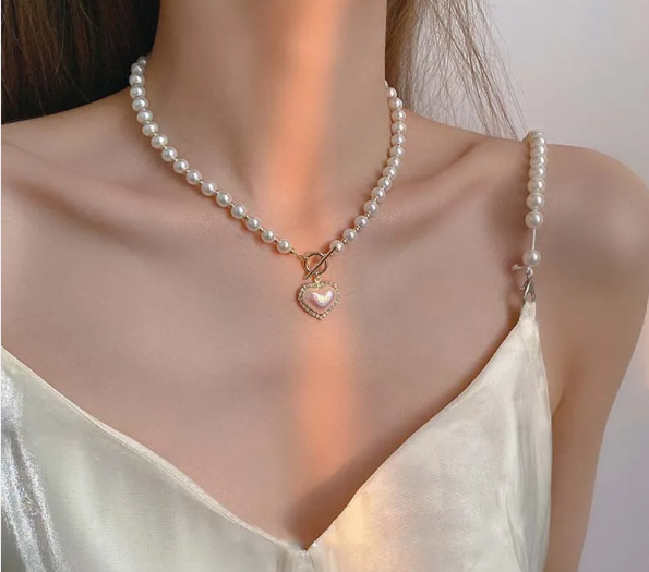 Collana con Perla Dorata | Pendente Geometrico