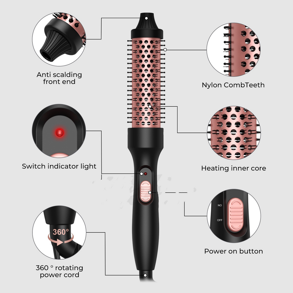 Black and rose gold Curly Hair Stick hair styler for straightening and curling hair