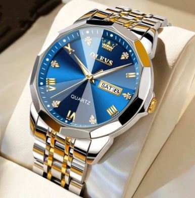 OLEVS modern man quartz watch with 41mm dial and luminous hands
