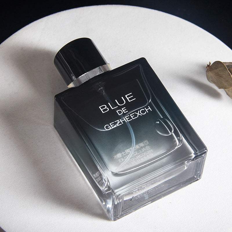 Oceanic Essence men's cologne bottle with blue marine-inspired design