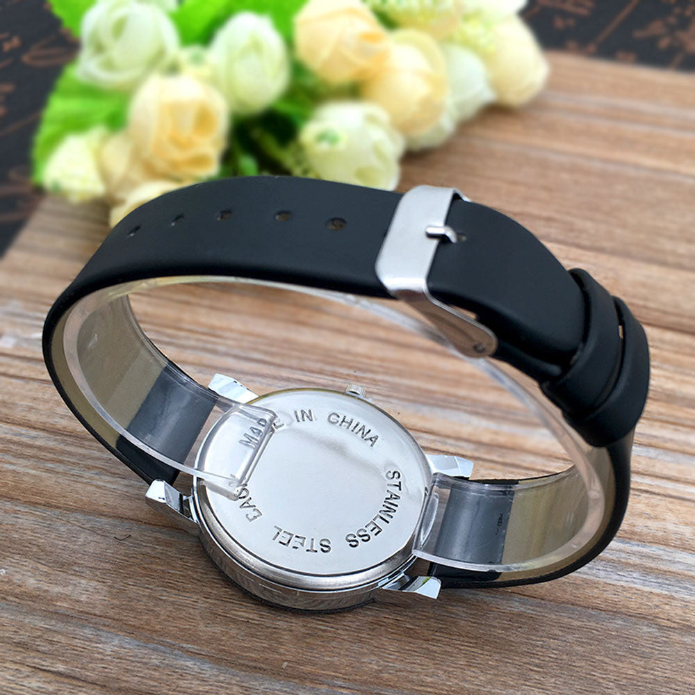 StyleSync student watches with modern design and black imitation leather strap