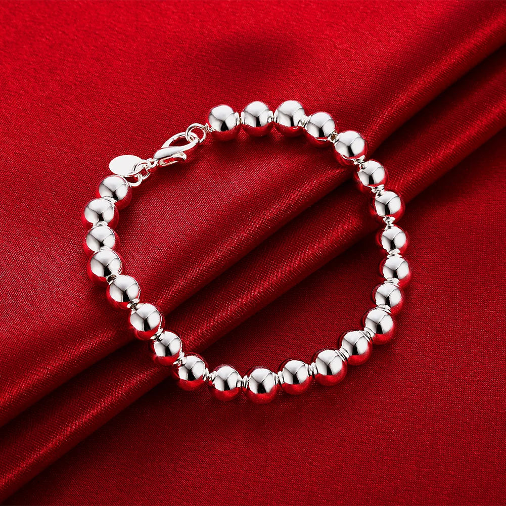 925 Sterling Silver 8mm Bead Bracelet