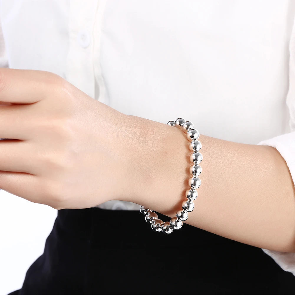 925 Sterling Silver 8mm Bead Bracelet