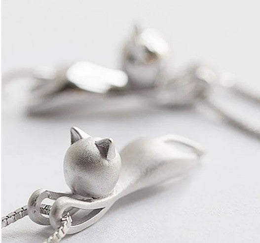 Cat Pendant Necklace | 925 Sterling Silver Feline Jewelry