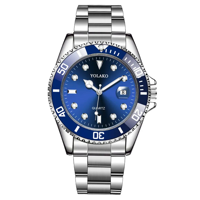 Men's Green Dial Quartz Watch | Steel Band