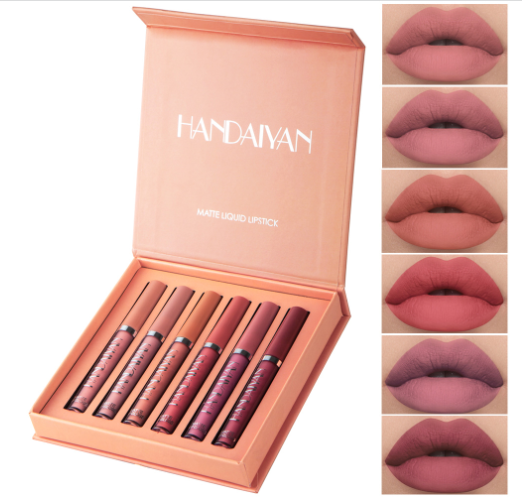 Velvet matte lipstick collection six-piece set with long-lasting moisturizing shades