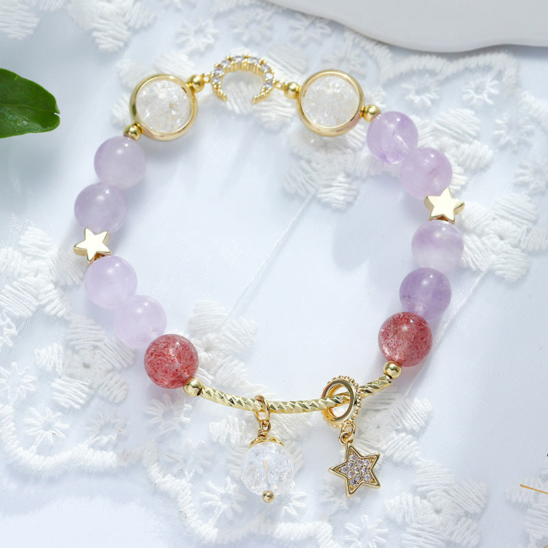 Bracciale Geometrico in Ametista Lavanda | Stelle e Luna
