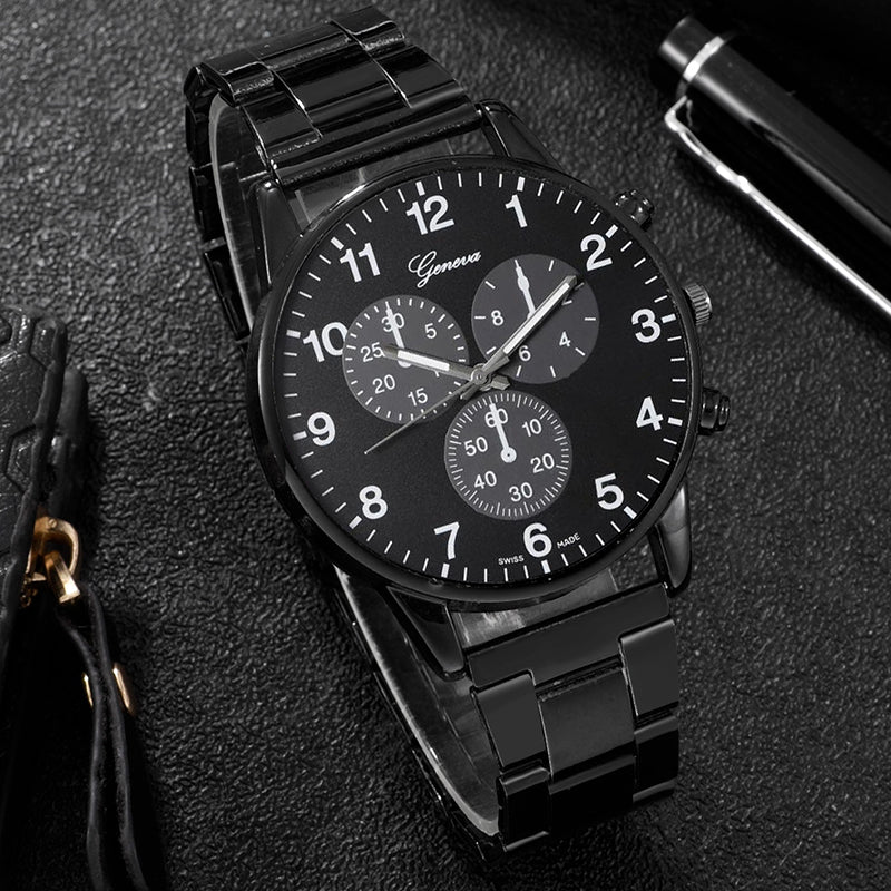 3-Piece Men's Watch -Elegant Men's Watch & Jewelry Set for Stylish Men