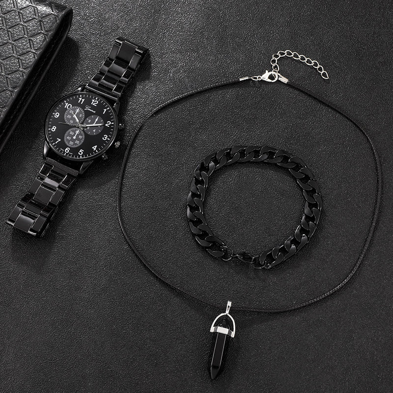 3-Piece Men's Watch -Elegant Men's Watch & Jewelry Set for Stylish Men
