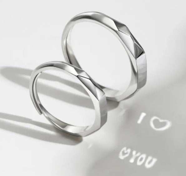 S925 Sterling Silver Engagement Ring with Love Pattern