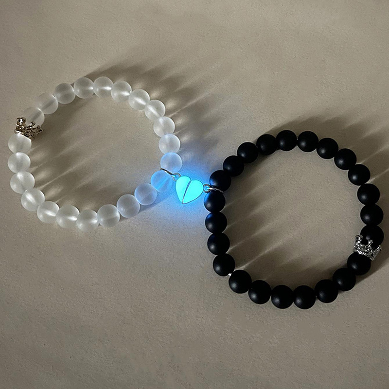 Glow-in-the-Dark Heart Bracelet Set | Crown Beads