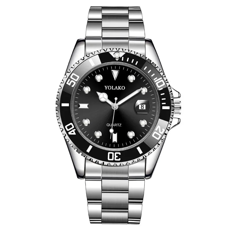 Men's Green Dial Quartz Watch | Steel Band