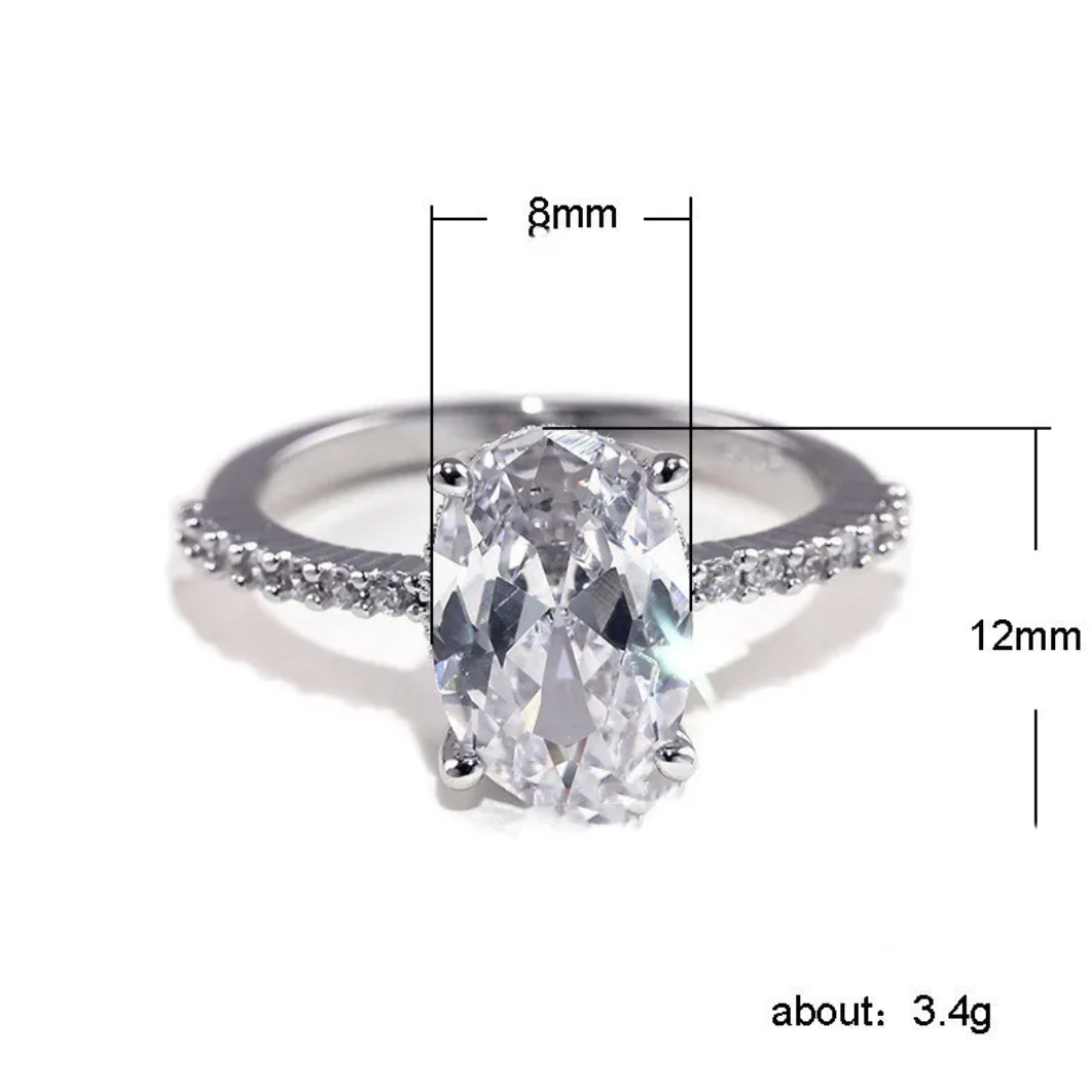 Zircon Engagement Ring | Platinum-Tone Love Design
