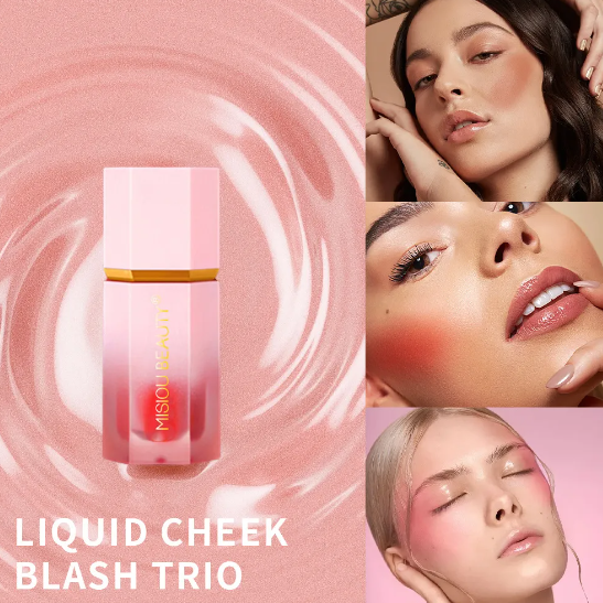 Rosy Radiance natural makeup with subtle rosy glow on model's face