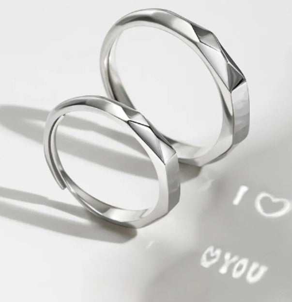 S925 Sterling Silver Engagement Ring with Love Pattern