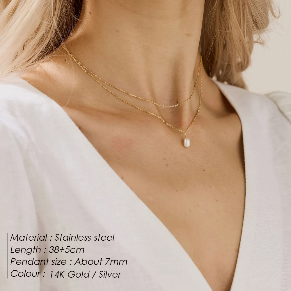 Collana Doppio Giro con Perle | Oro o Acciaio
