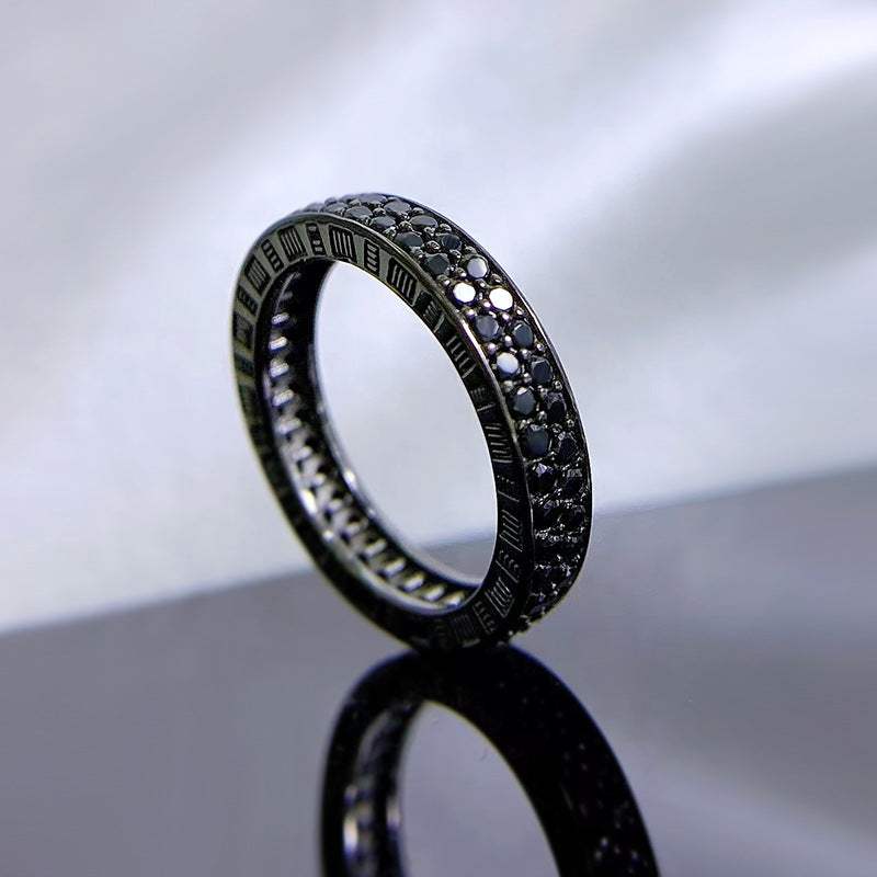 Silver Black Diamond Stackable Ring for Layered Styling