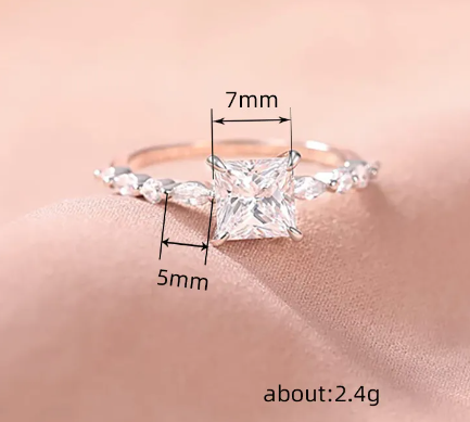 Geometric Square Engagement Ring | Silver Diamond Style