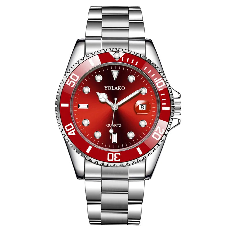 Men's Green Dial Quartz Watch | Steel Band