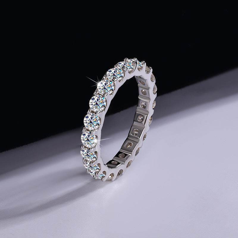 S925 sterling silver moissanite stackable diamond ring with sparkling moissanite stones