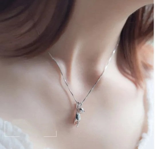 Cat Pendant Necklace | 925 Sterling Silver Feline Jewelry