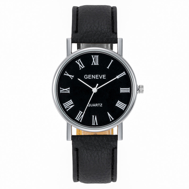 elegant genuine leather couple watches with classic round dials