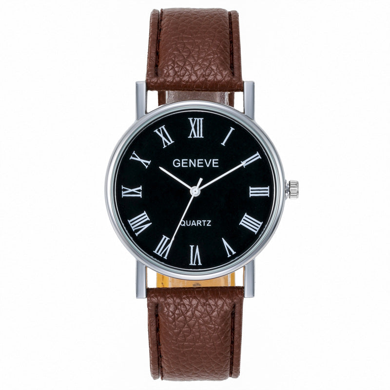 elegant genuine leather couple watches with classic round dials