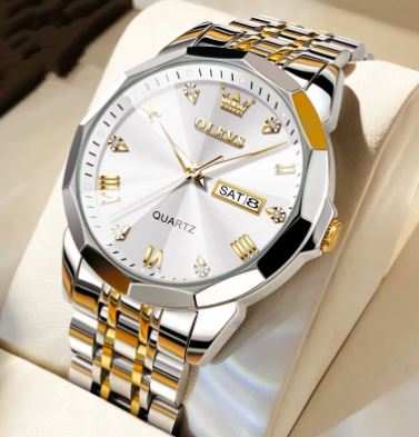OLEVS modern man quartz watch with 41mm dial and luminous hands