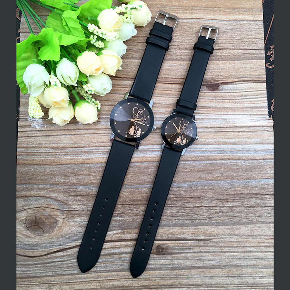 StyleSync student watches with black alloy case and imitation leather strap
