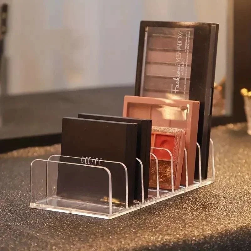 Transparent eyeshadow palette storage box and rack