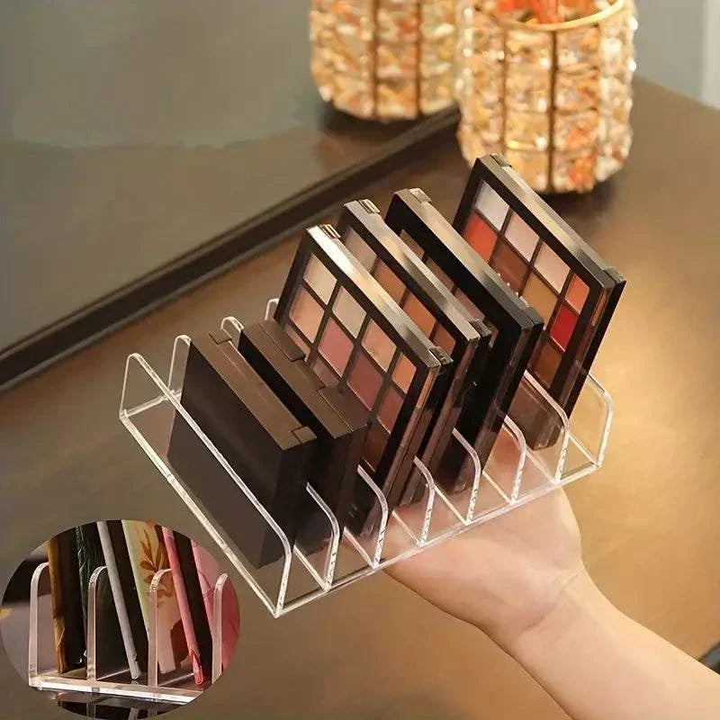 Transparent eyeshadow palette storage box and rack
