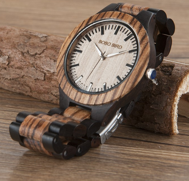 Elegant wooden couple watches with resin straps matching his and hers styles